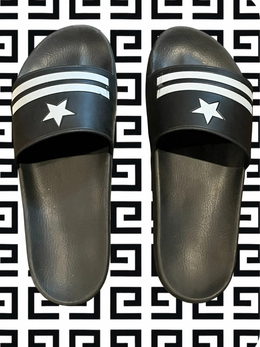 Givenchy Black Embossed Logo Slide Sandals